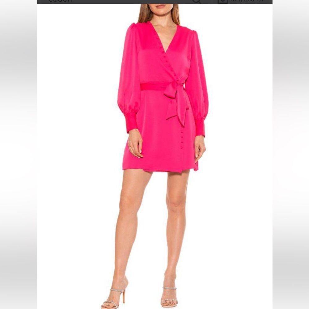 ALEXIA ADMOR Women Arya Button-Front Wrap Dress size 10 Pink Fushia